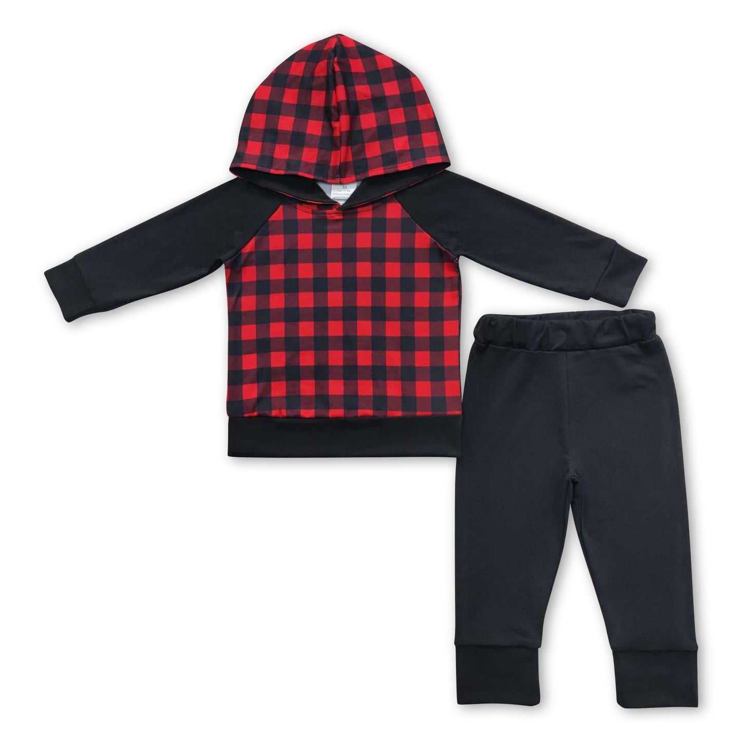 11.17RTS NO MOQ(In Stock) BLP0224 Red and black plaid hooded long-sleeved trouser suit
