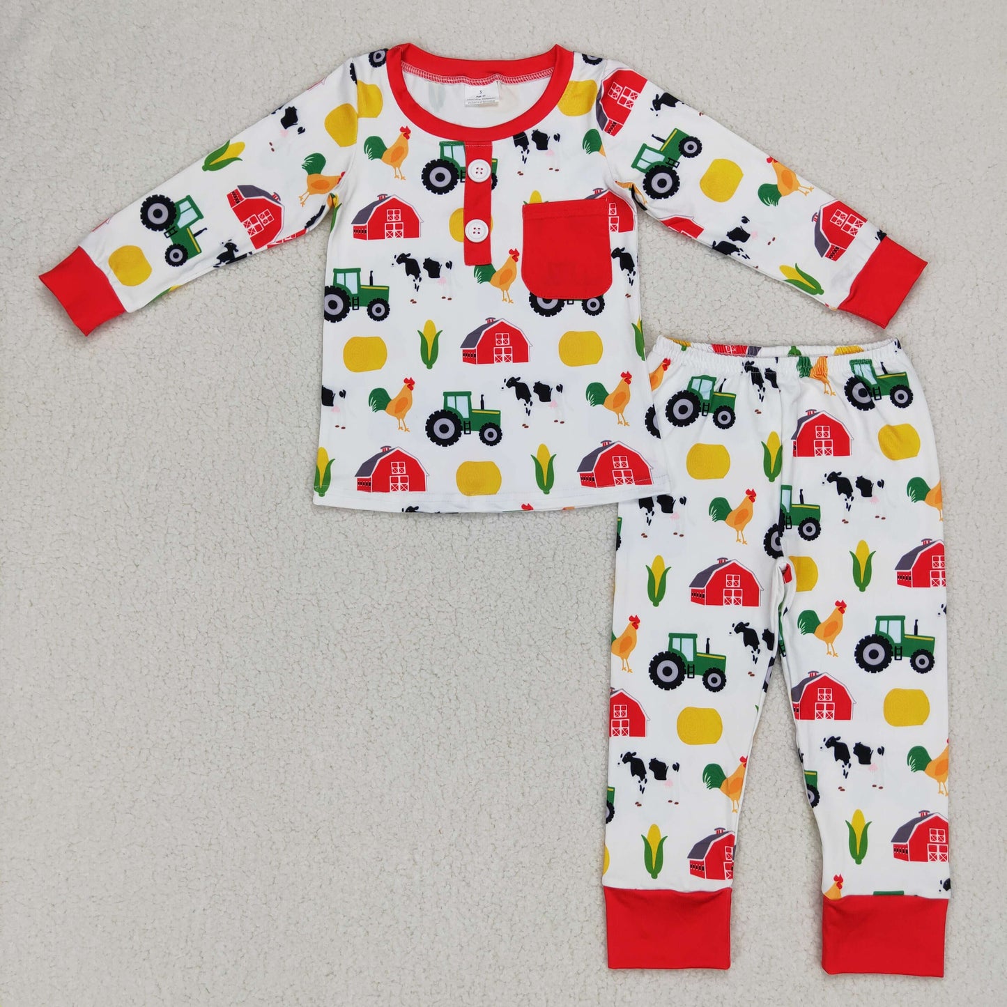 12.8 BLP0340 toddler boy clothes boy winter outfit tractor boy winter pajamas set-promotion
