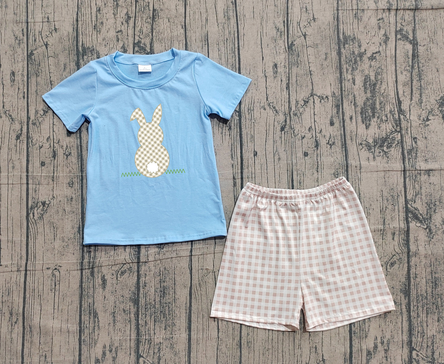 Pre-order no moq BSSO0305 pre-order baby boy clothes embroidery easter short sleeve summer outfit-26.1.19