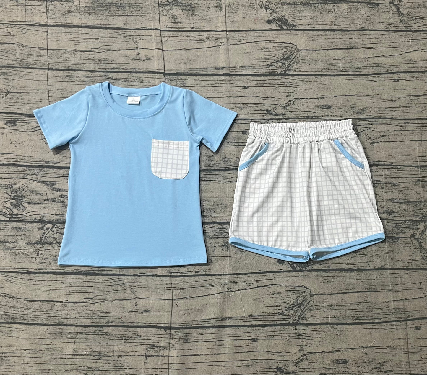 BSSO1762 pre-order baby boy clothes blue toddler summer short sleeve shorts outfit-26.1.13