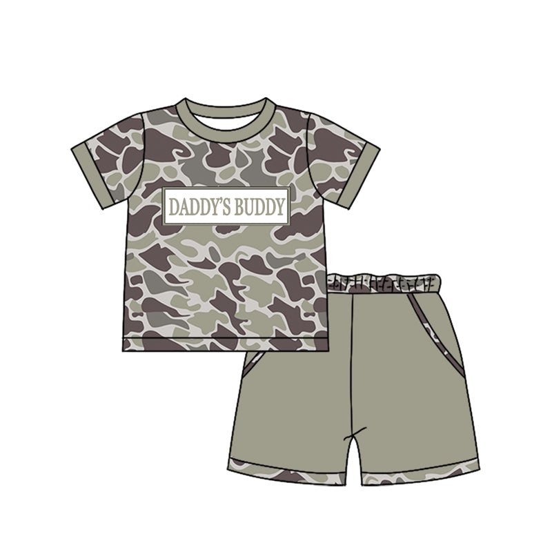 Pre-order no moq BSSO1836 pre-order baby boy clothes DADDY BUDDY camouflage short sleeve summer shorts outfit-26.1.1