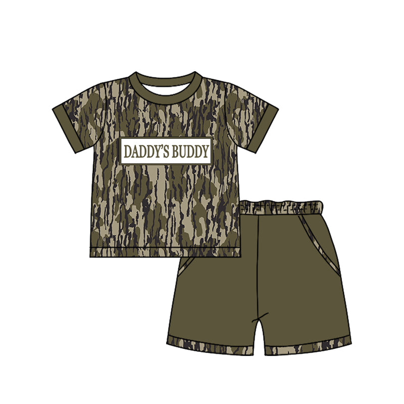Pre-order no moq BSSO1837 pre-order baby boy clothes DADDY BUDDY camouflage short sleeve summer shorts outfit-26.1.1