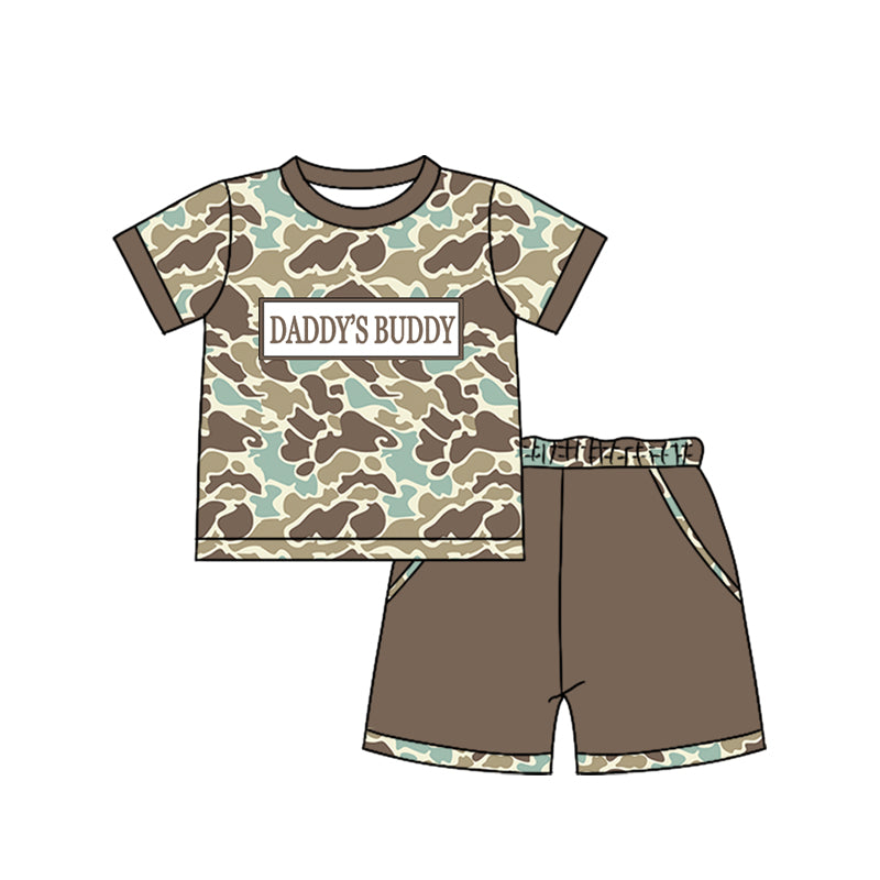 Pre-order no moq BSSO1839 pre-order baby boy clothes DADDY BUDDY camouflage short sleeve summer outfit-26.1.1
