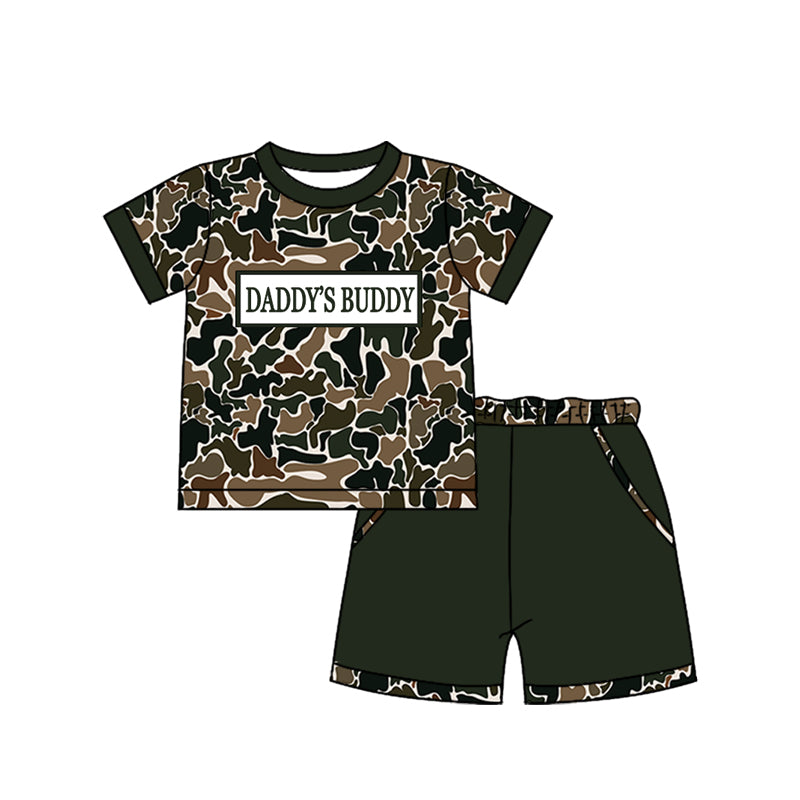 Pre-order no moq BSSO1840 pre-order baby boy clothes DADDY BUDDY camouflage short sleeve summer shorts outfit-26.1.1