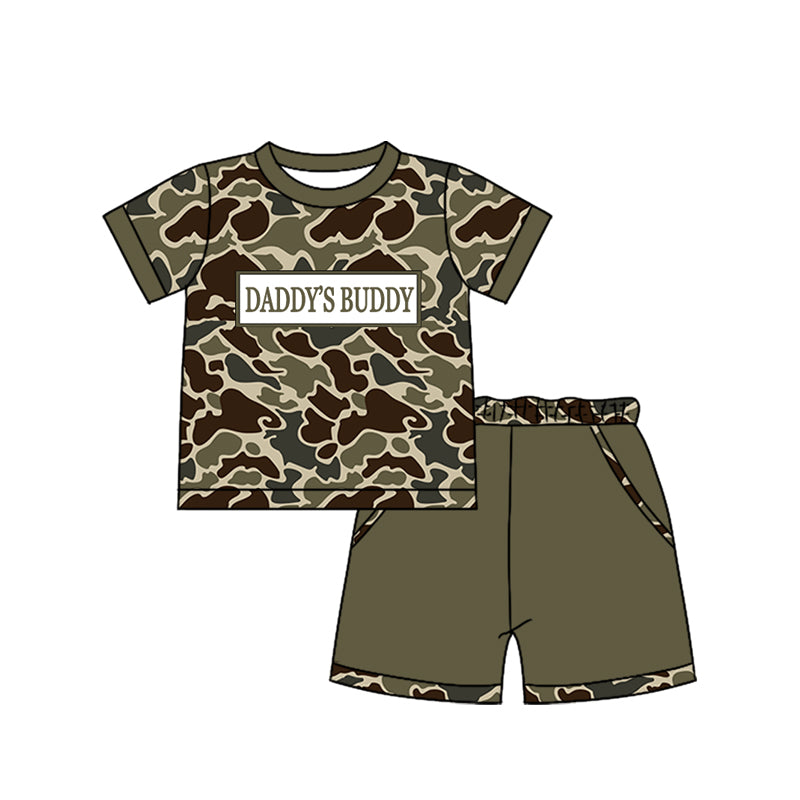 Pre-order no moq BSSO1843 pre-order baby boy clothes DADDY BUDDY camouflage short sleeve summer outfit-26.1.1