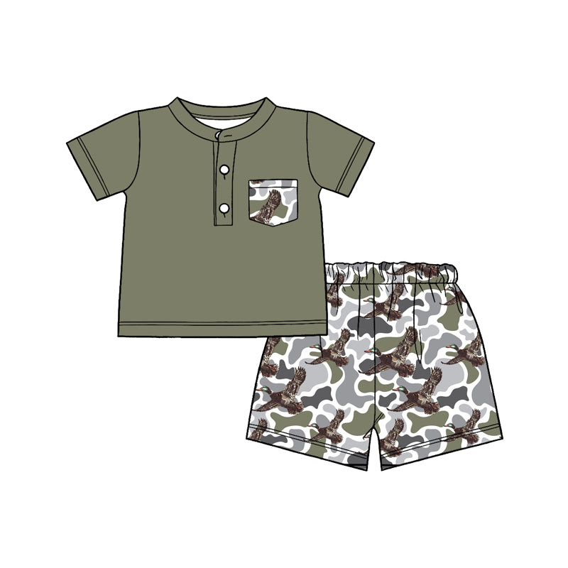 Pre-order no moq BSSO1856 pre-order baby boy clothes camouflage duck short sleeve summer shorts outfit-26.1.7