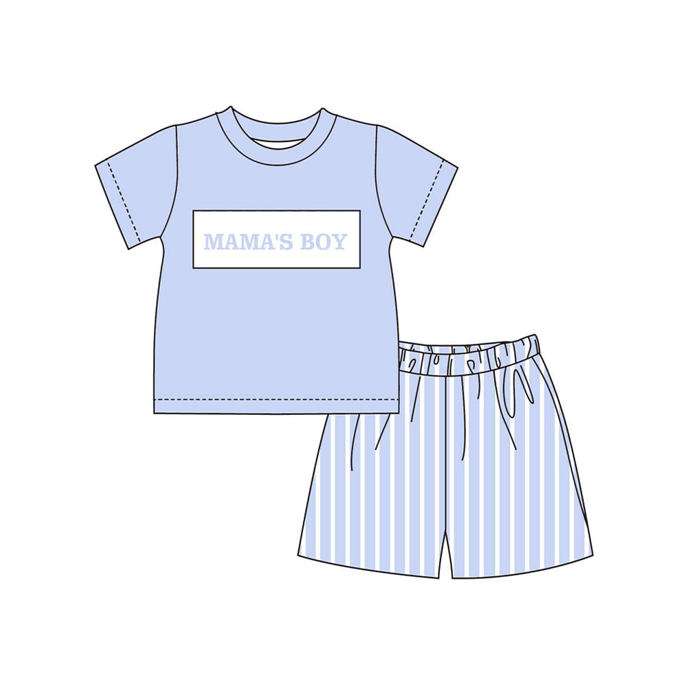 Pre-order no moq BSSO1876 pre-order baby boy clothes summer MAMA short sleeve shorts sets-26.1.13
