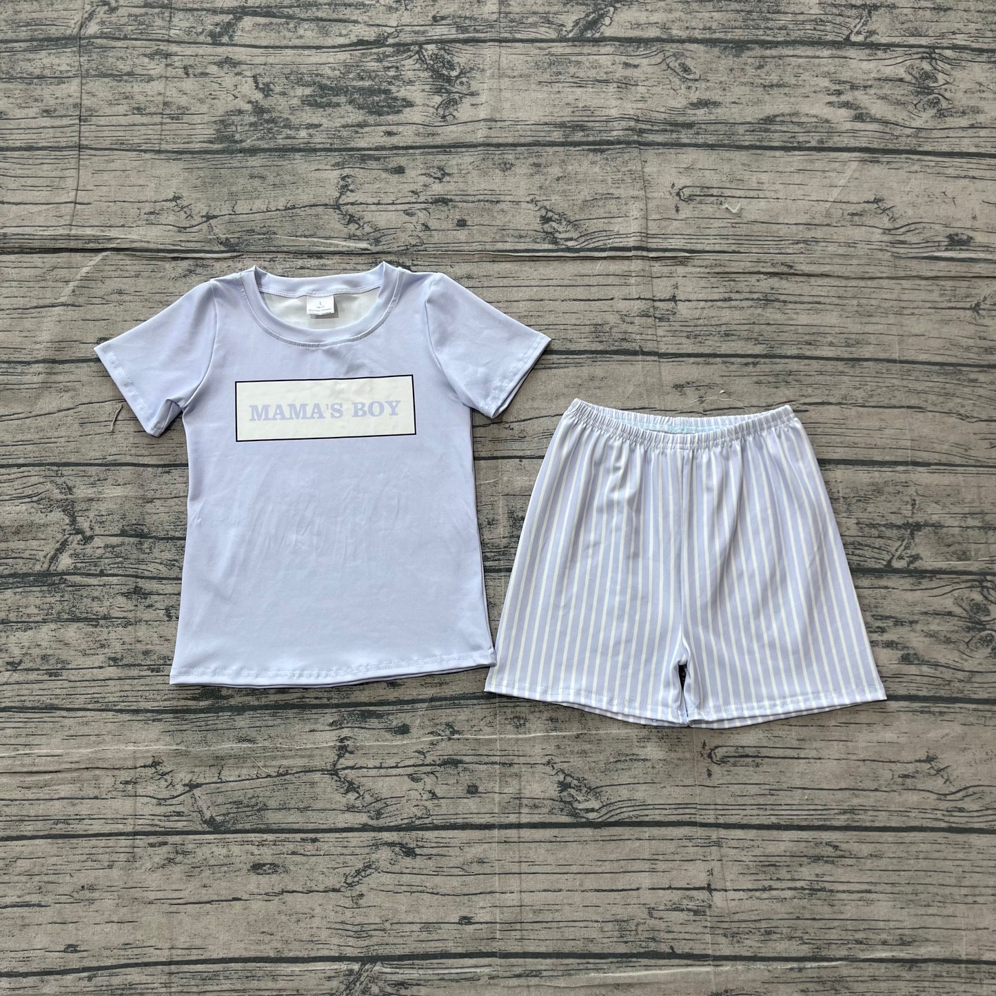 BSSO1876 Preorder Sample Baby Boy Mama's Boy Top Stripe Shorts Clothes Sets