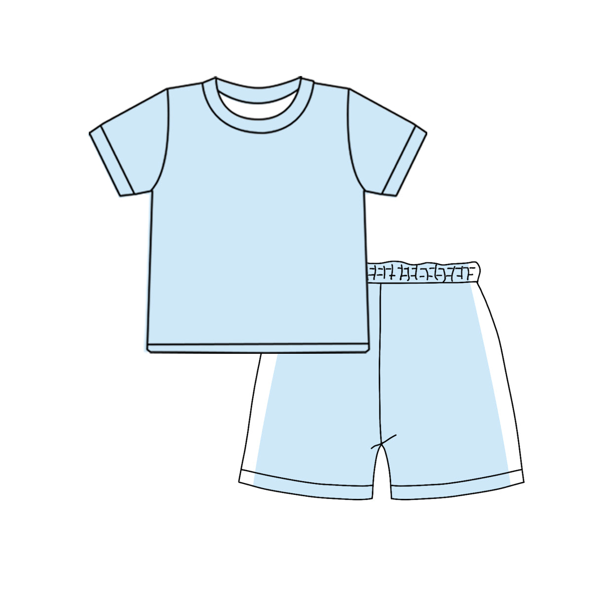 BSSO1925 Preorder Baby Boy Light Blue Shirts Top Short Clothes Pajamas Sets