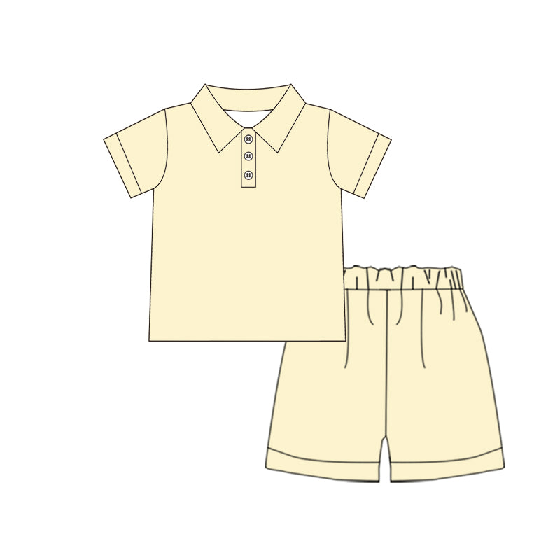 BSSO1980 Preorder Baby Boys Yellow Button Polo Shirts Top Short Clothes Sets
