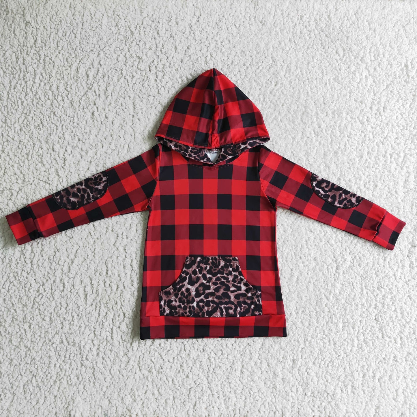11.25 RTS NO MOQ(In Stock) BT0048 Boys Long Sleeve Top Red And Black Print Milk Silk Long Sleeve Top With A Hat