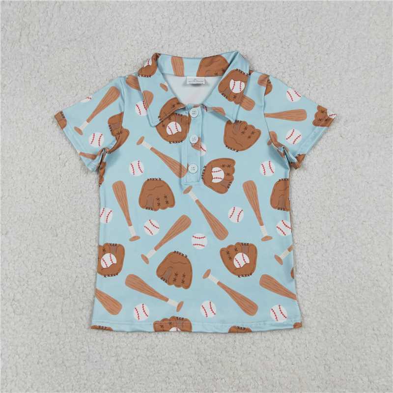 BT1579 Baby Boy Baseballs Team Button Polo Shirts Top