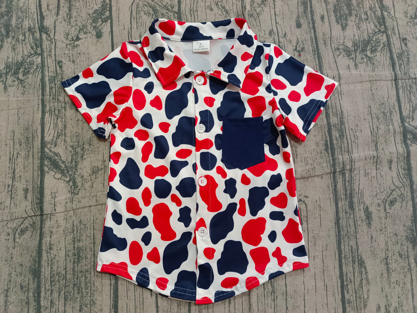 BT1656 pre-order toddler boy clothes camo print boy 4th of July summer top shirt-25.12.30