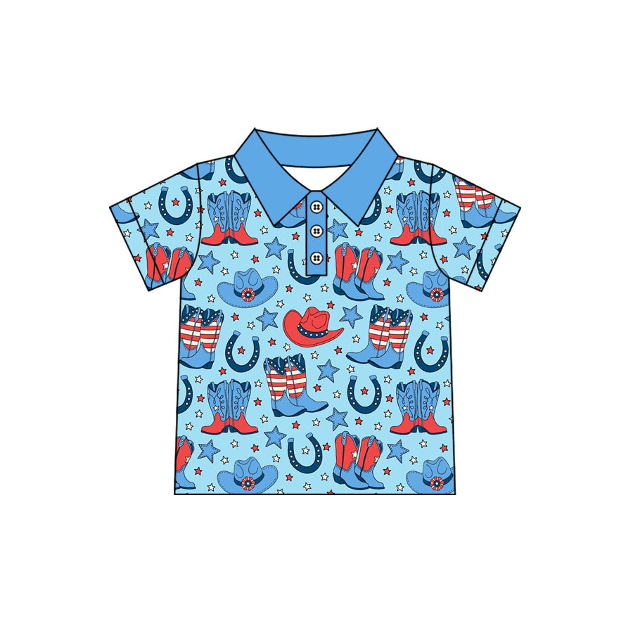 Pre-order no moq BT1686 toddler boy clothes boot hat blue summer top shirt-25.12.30