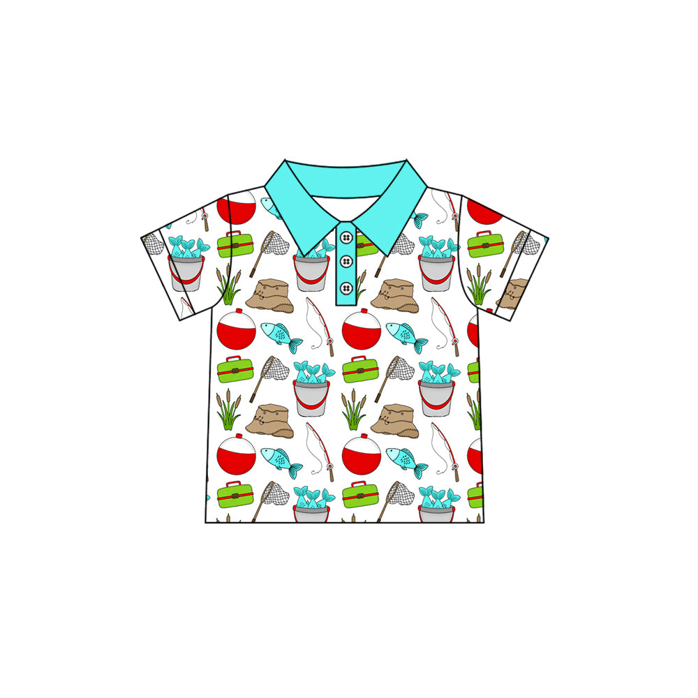 Pre-order no moq BT1692 pre-order baby boy clothes summer FISHING short sleeve top-26.1.8