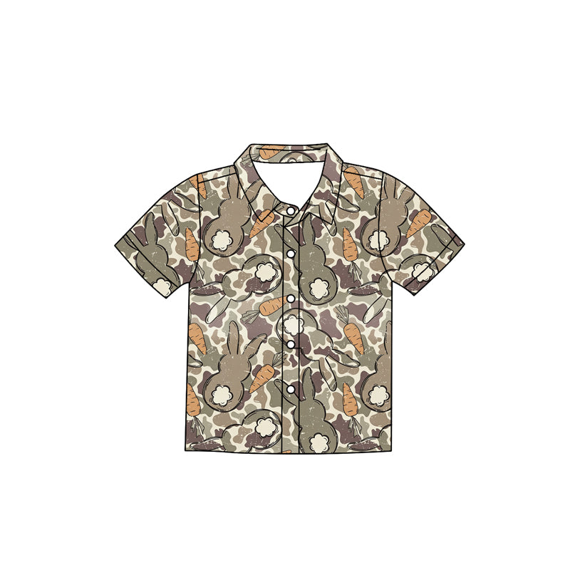 Pre-order no moq BT1710 pre-order baby boy clothes summer easter bunny camouflage button short sleeve top-26.1.19