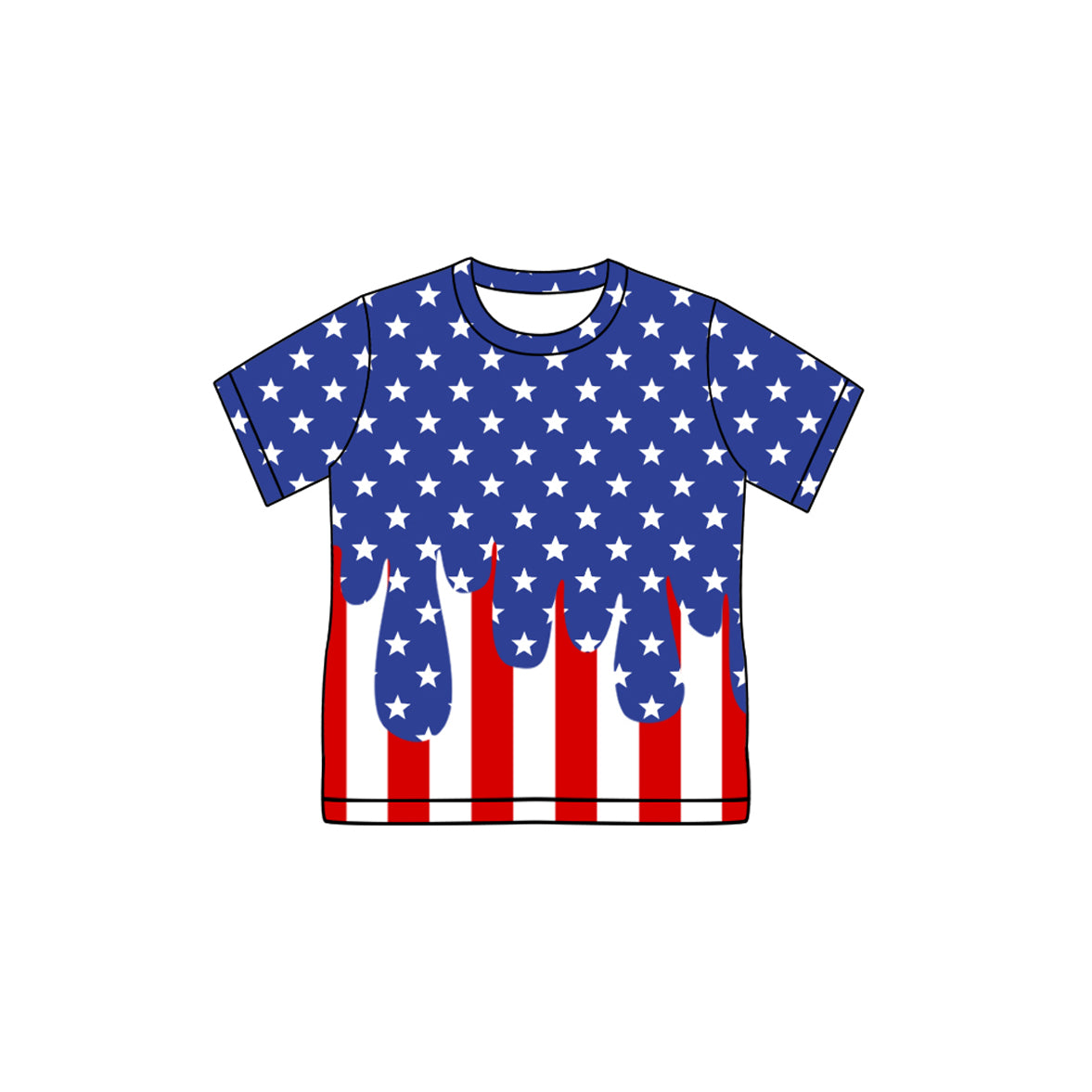 BT1741 Preorder Baby Boy Short Sleeve Stars Stripe 4th of July T-shirts Top