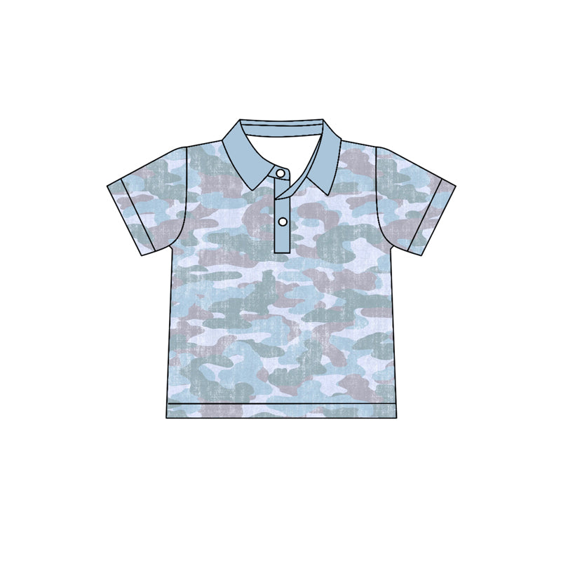 BT1742 Preorder Baby Boy Southern Camo Button Polo Shirt Top