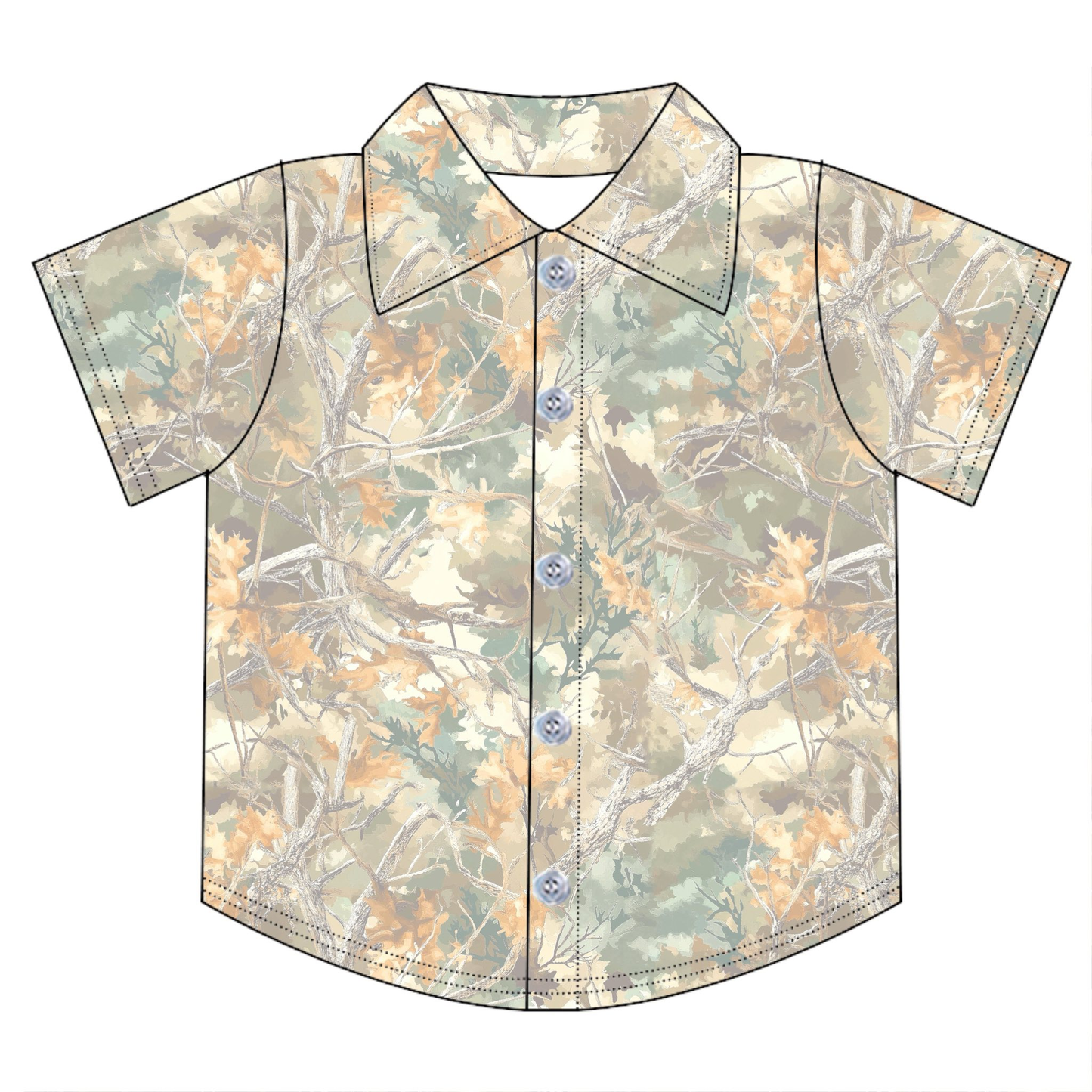 BT1758 Preorder Baby Boy Short Sleeve Southern Leaves Camo Button Shirts Top