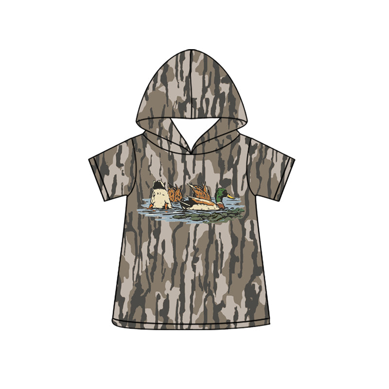 BT1774 Preorder Baby Boys Short Sleeve Southern Olive Camo Ducks Hunting Hoodies Top