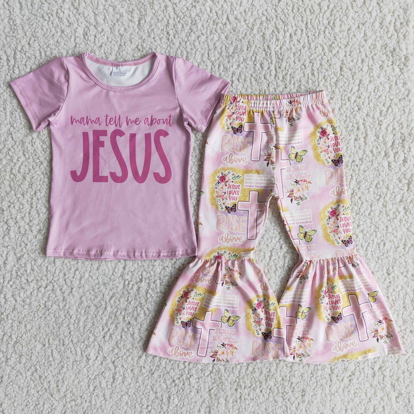 D10-4 JESUS short-sleeved flared pants suit