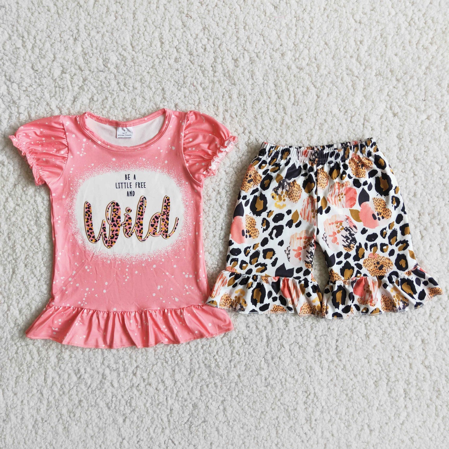7.28 rts no moq D12-18 Leopard print wild puff sleeve floral shorts