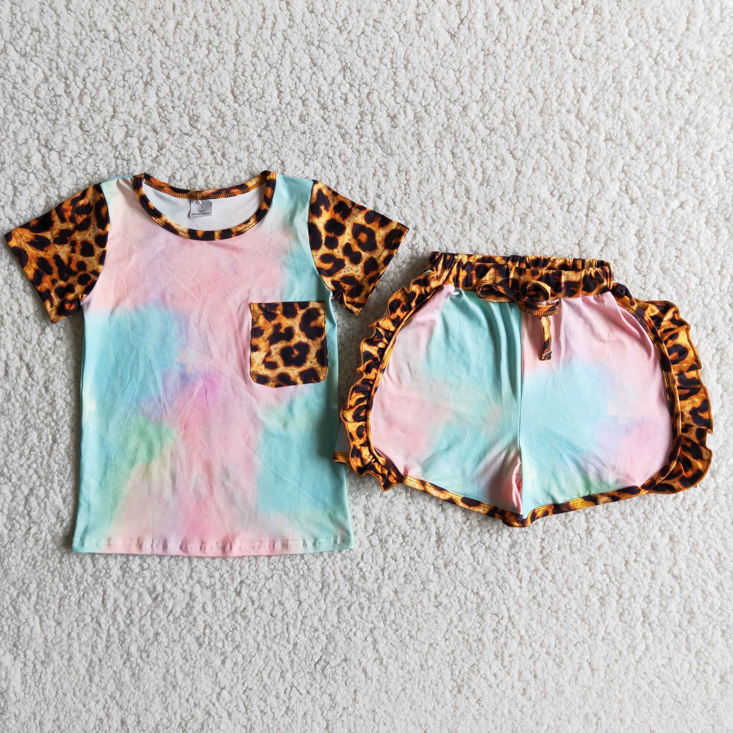 7.24 RTS NO MOQ(In Stock)D9-27 Summer wears clothing kids girl t-shirt short sleeve short pants baby girl boutique clothes