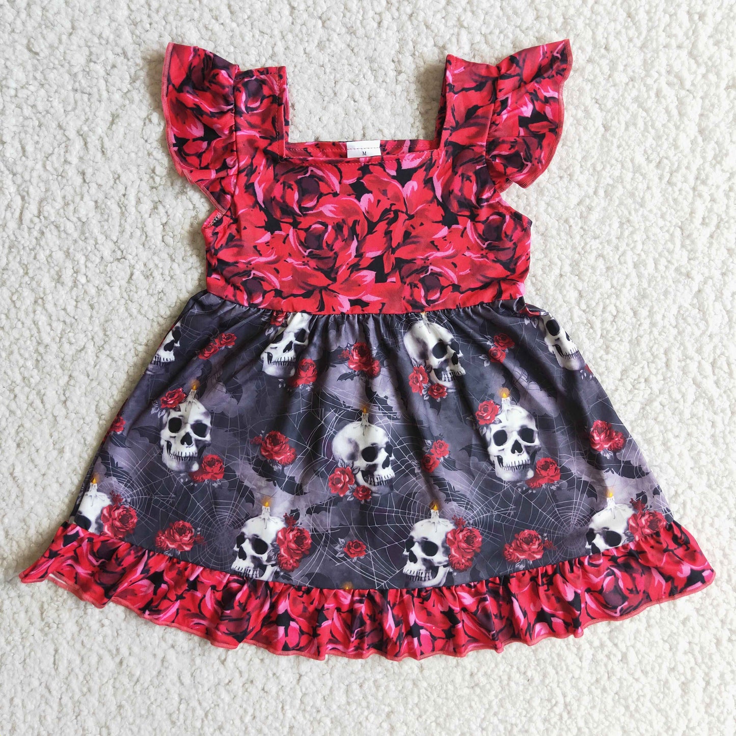 9.1 RTS NO MOQ E1-13 Ghosthead Red Flying Sleeve Dress