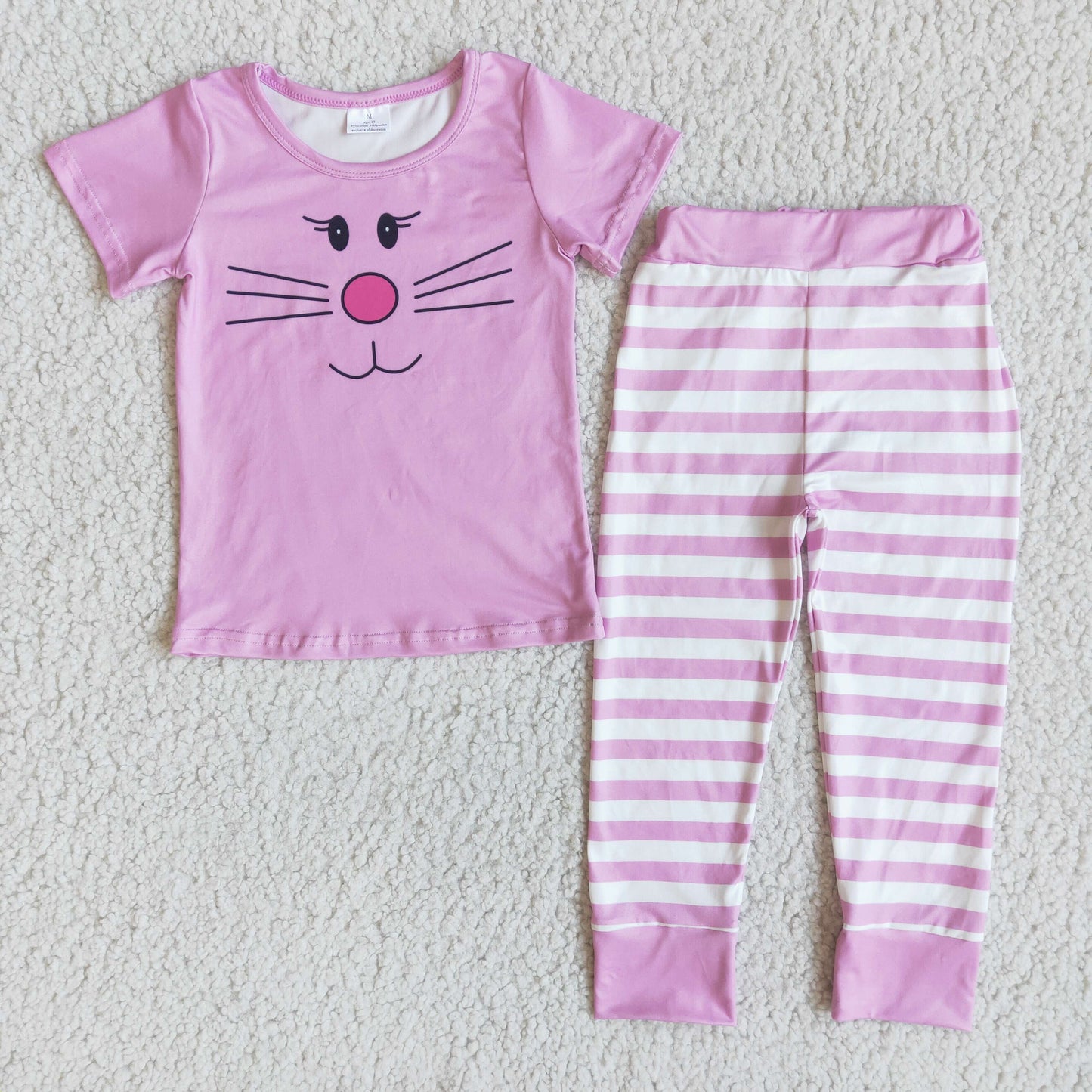 E3-27 Baby Girl Easter Girls Bunny Face Pajamas Clothes Sets