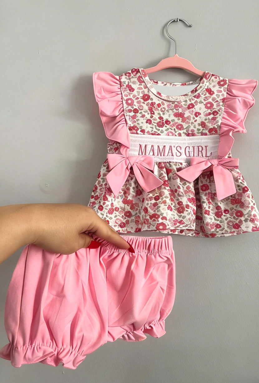 Pre-order no moq GBO0500 toddler girl clothes MAMA floral summer short sleeve bummies set-26.1.5