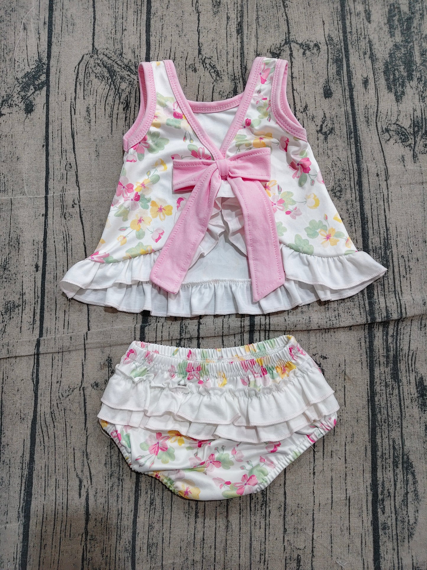 GBO0518 Preorder Sample Baby Girls Sleeveless Colorful Flowers Tunic Bummies Clothes Sets