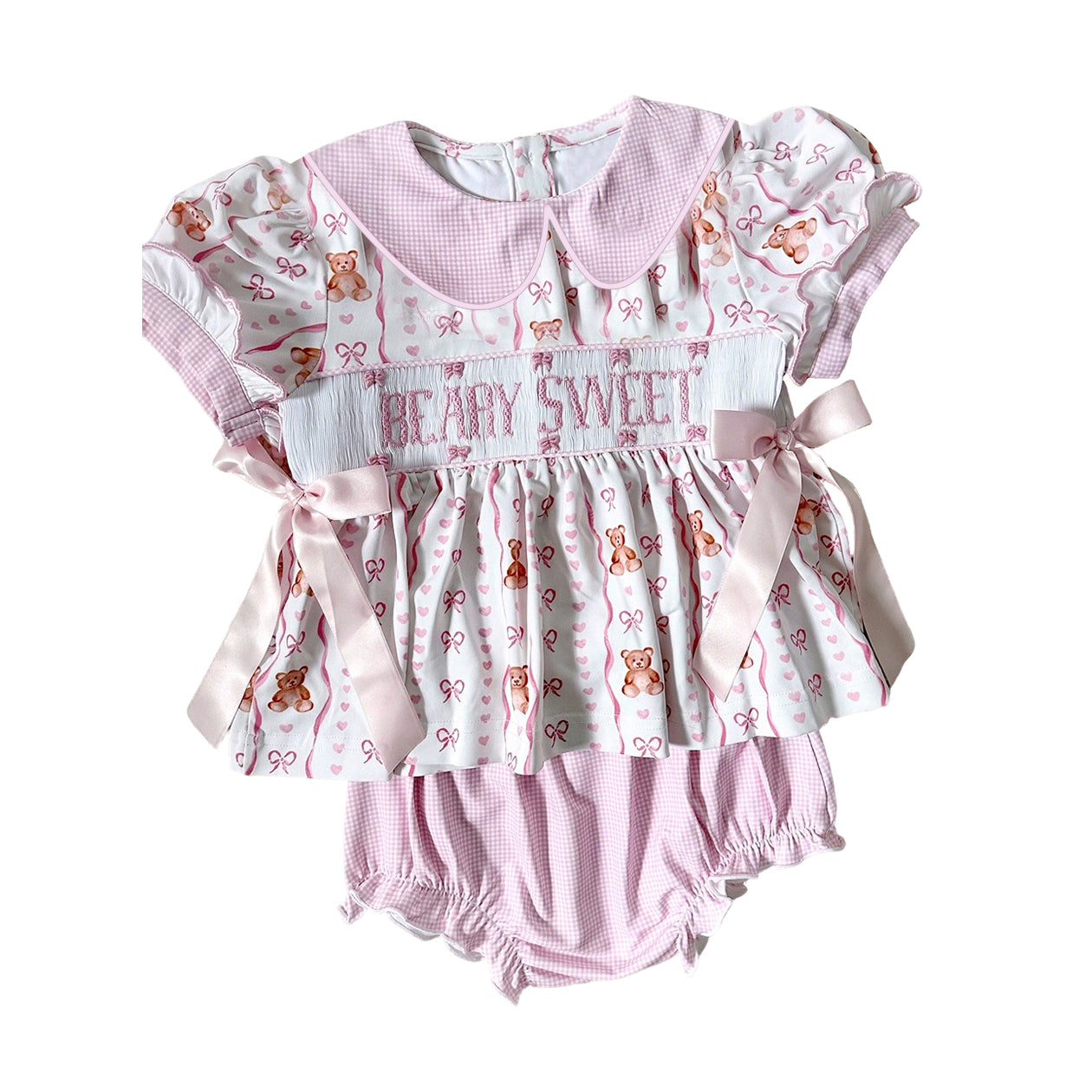 GBO0520 Preorder Baby Girl Hearts Bears Beary Sweet Tunic Bummies Clothes Sets