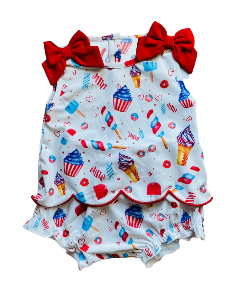 GBO0535 Preorder Baby Girls Sleeveless Popsicle Donuts Tunic Bummies 4th of July Clothes Sets