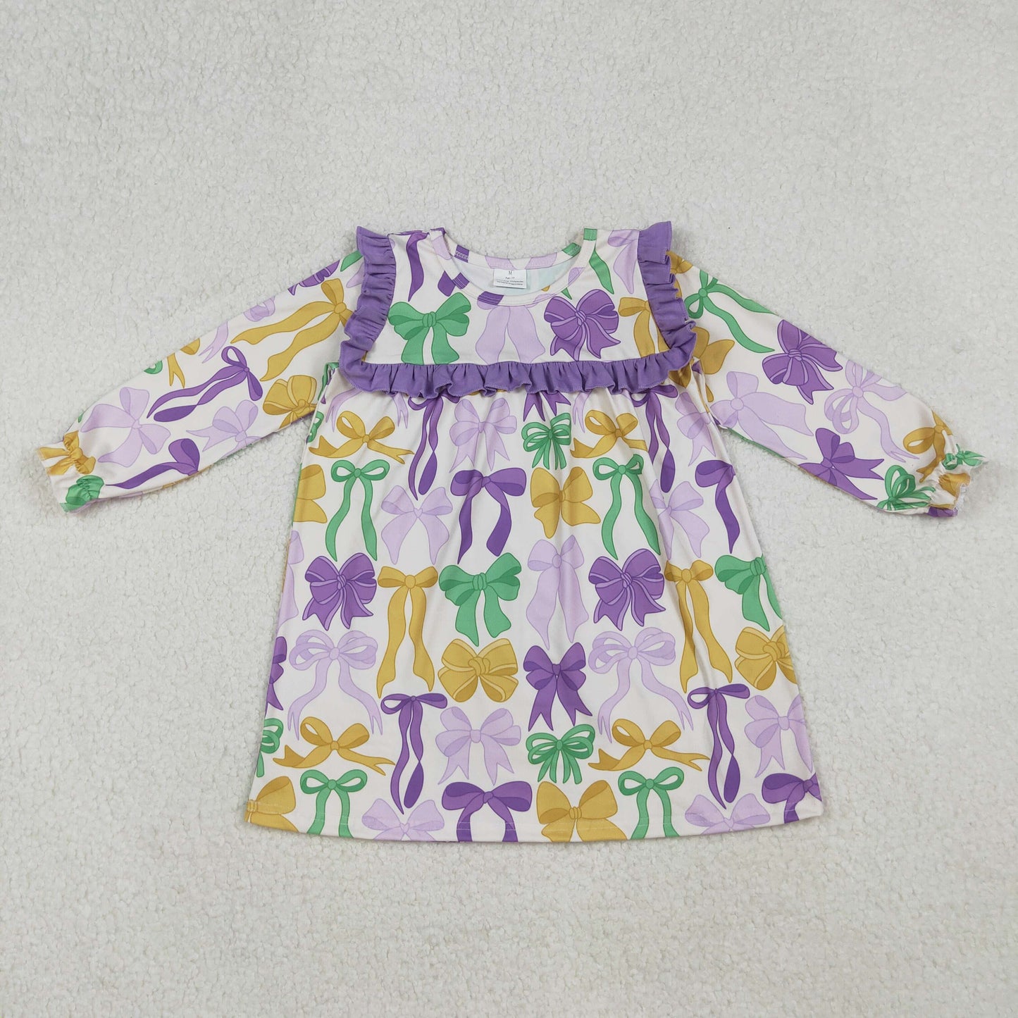 Sibling Baby Girls clothes Mardi gras long sleeve Dresses