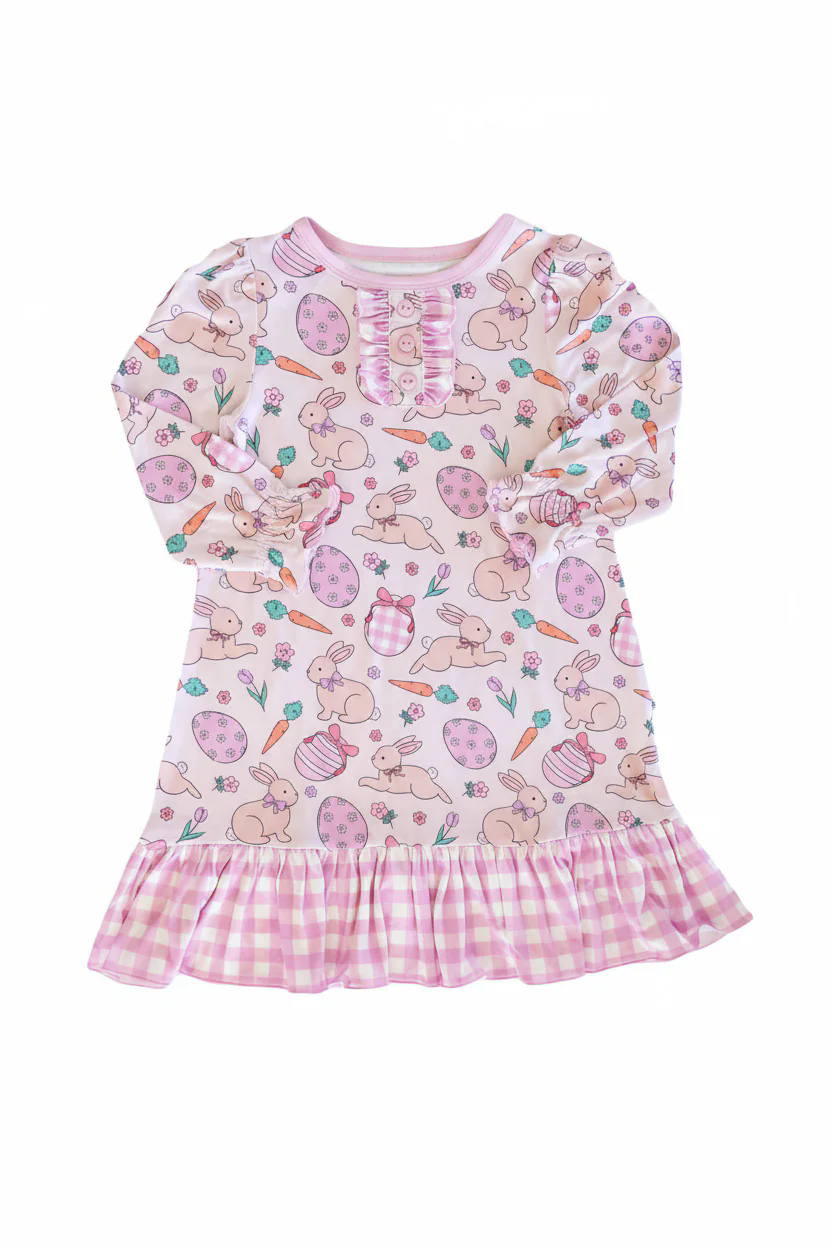 Pre-order no moq GLD1582 toddler girl clothes bunny long sleeve dress-26.1.15