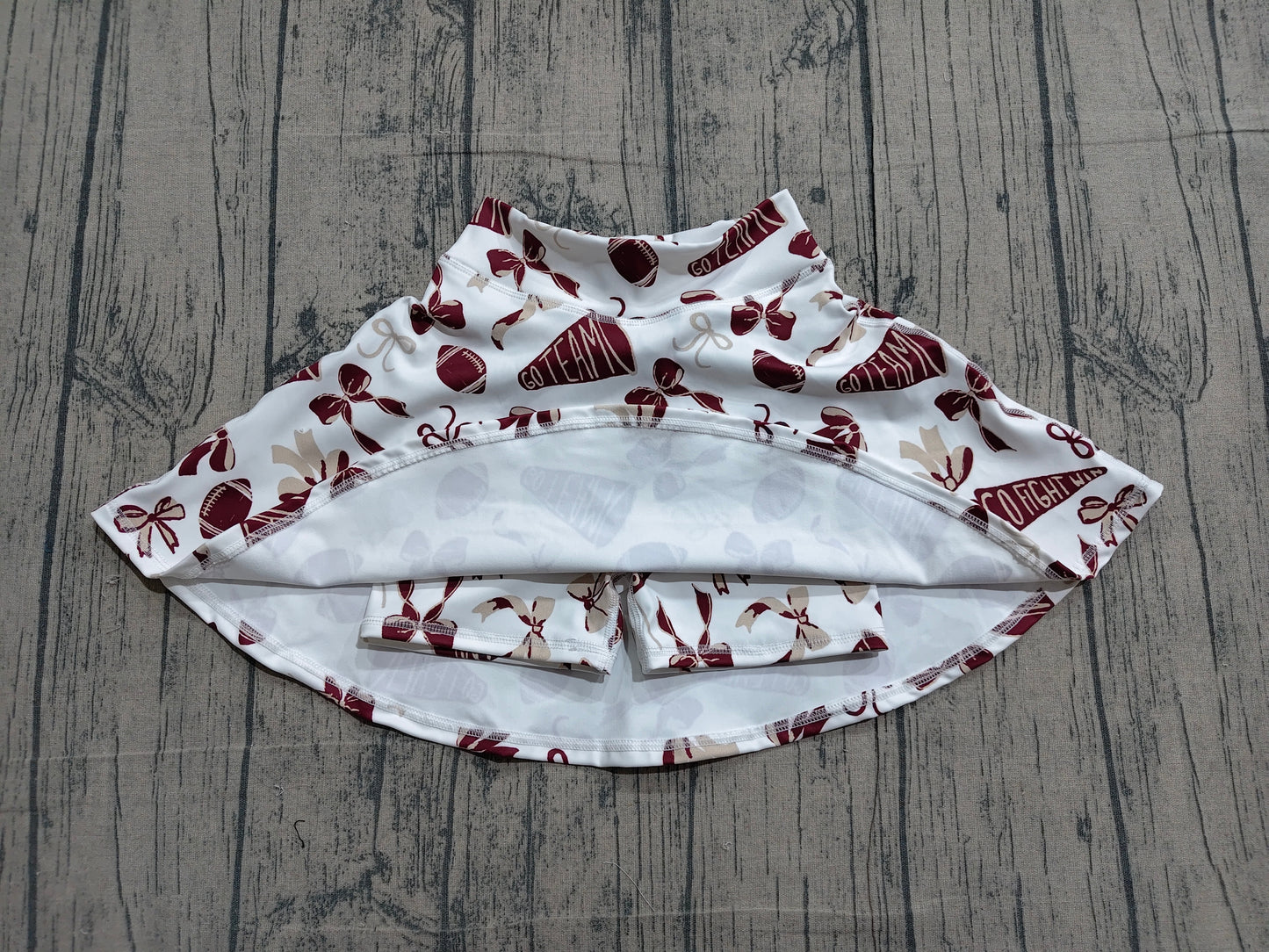 GLK0139 Preorder Sample Baby Girls Dark Red Bows Go Team Yoga Skirt Shorts Bottom
