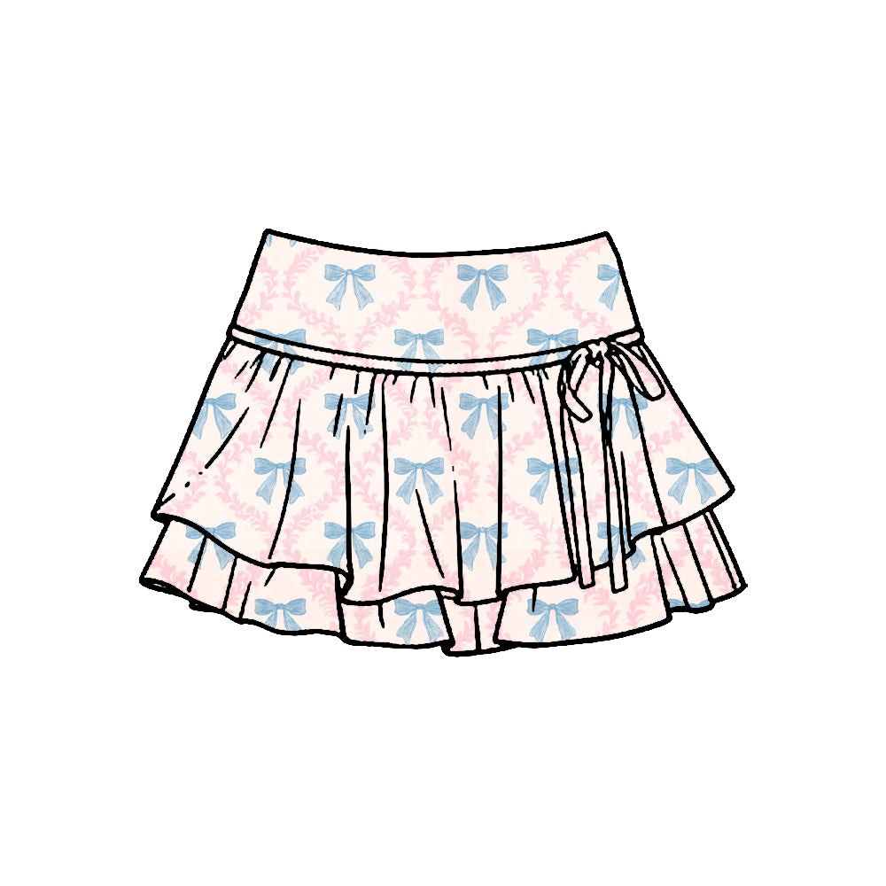 Pre-order no moq baby girl flowers bows plaid athletic active skirt shorts bottom GLK0243