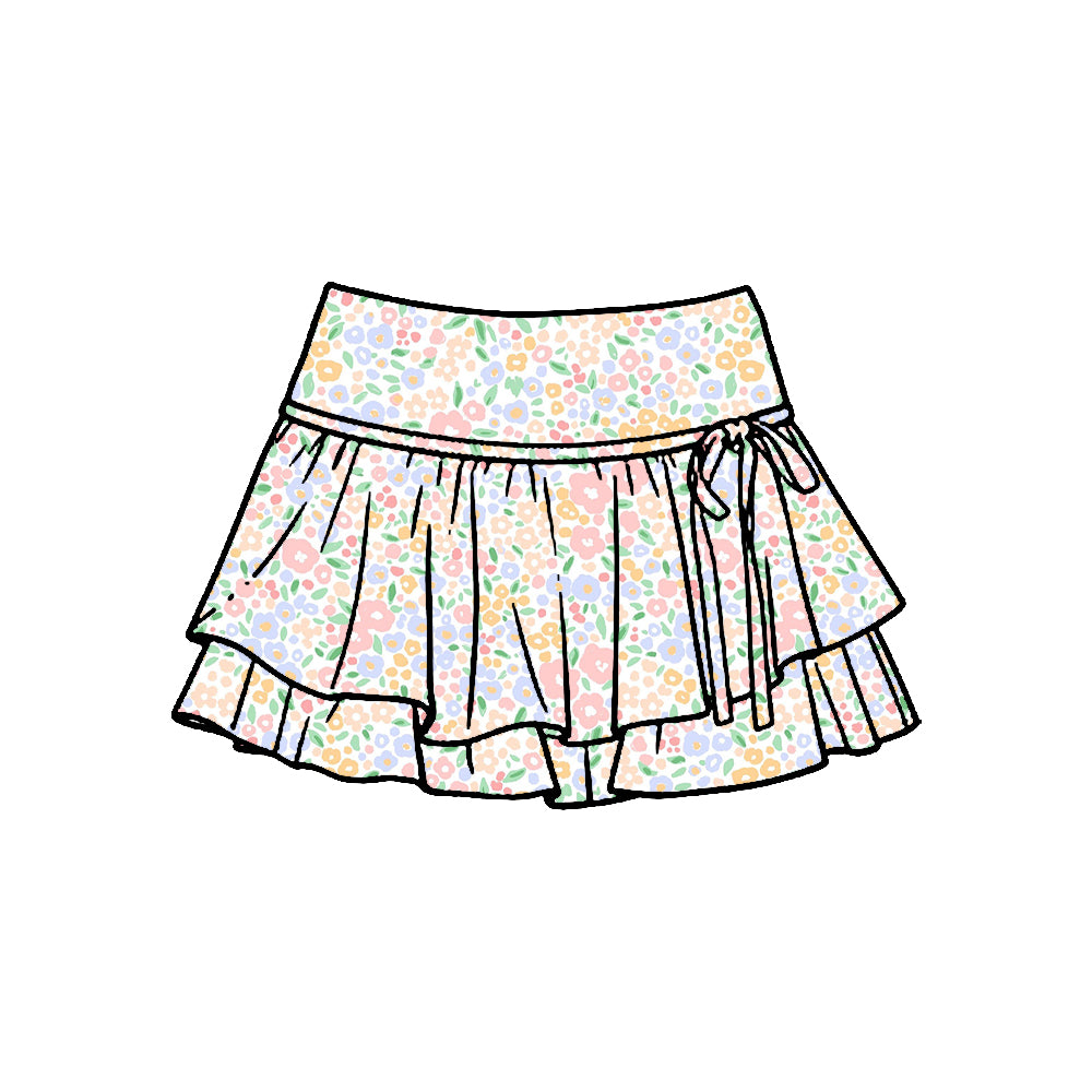 Pre-order no moq baby girl pink flowers athletic active skirt shorts bottom GLK0248