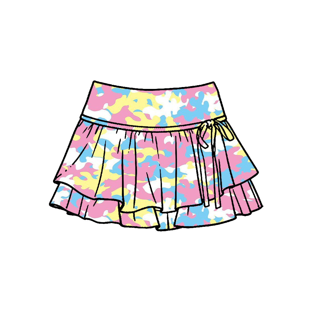 Pre-order no moq baby girl southern camo athletic active skirt shorts bottom GLK0249
