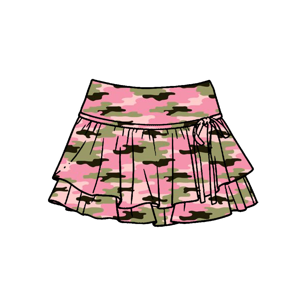 Pre-order no moq baby girl pink green camo athletic active skirt shorts bottom GLK0251