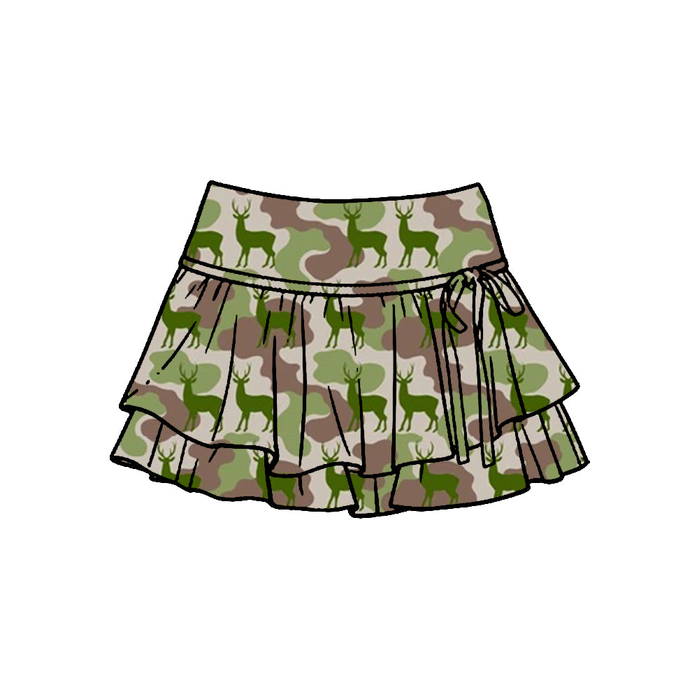 Pre-order no moq baby girl southern hunting deer camo athletic active skirt shorts bottom GLK0252