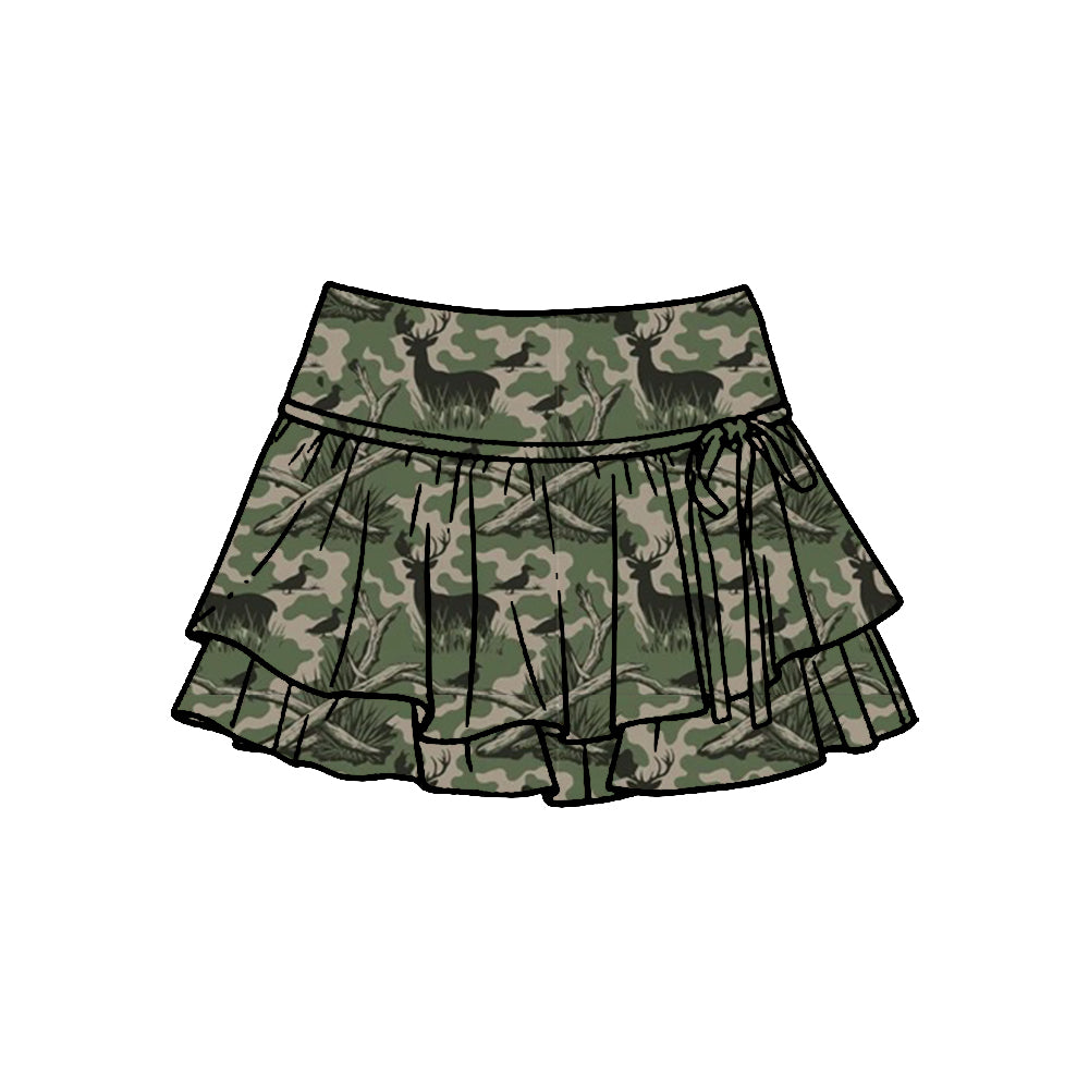 Pre-order no moq baby girl southern hunting deer green camo athletic active skirt shorts bottom GLK0254