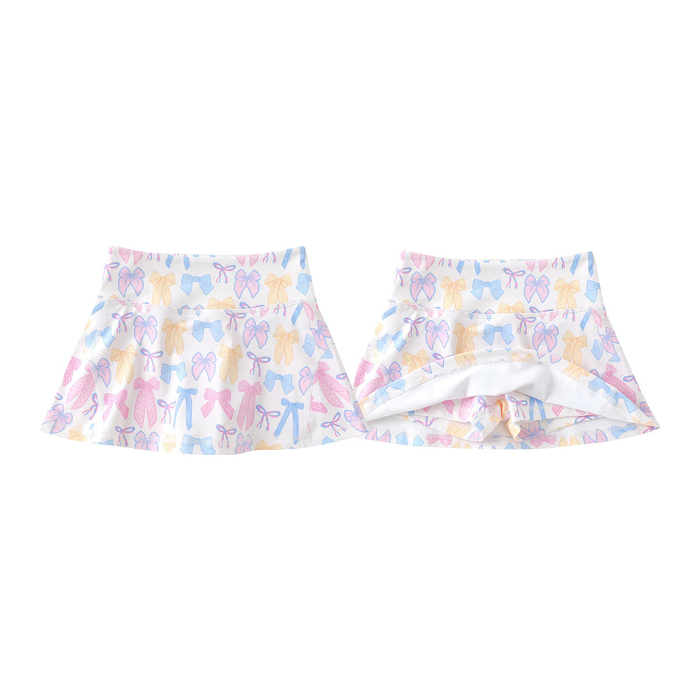 GLK0269 Preorder Baby Girls Colorful Bows Yoga Active Skirt Shorts Bottom