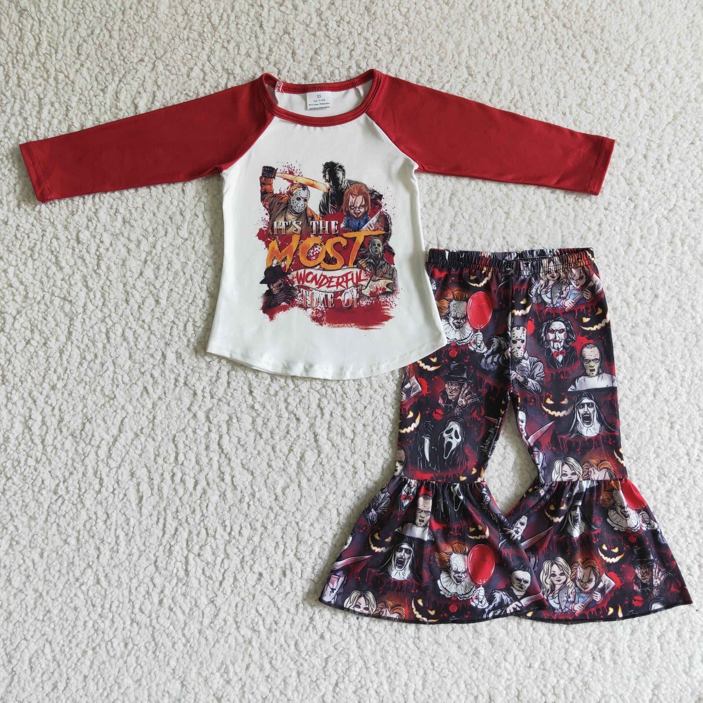 GLP0118 girls Halloween outfit long sleeve and long pants cartoon print