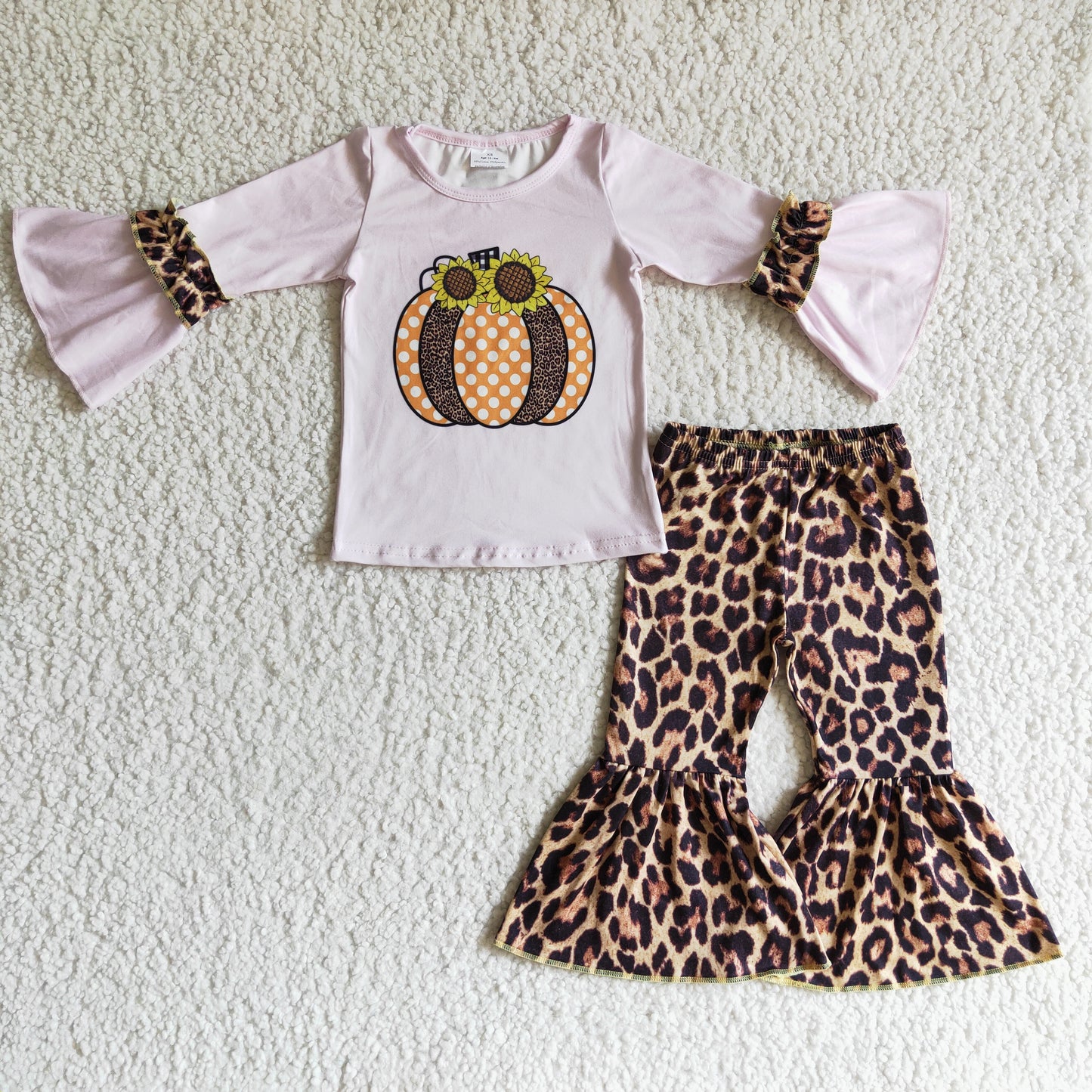 GLP0125 girls Halloween outfit long sleeve and long pants pumpkin print