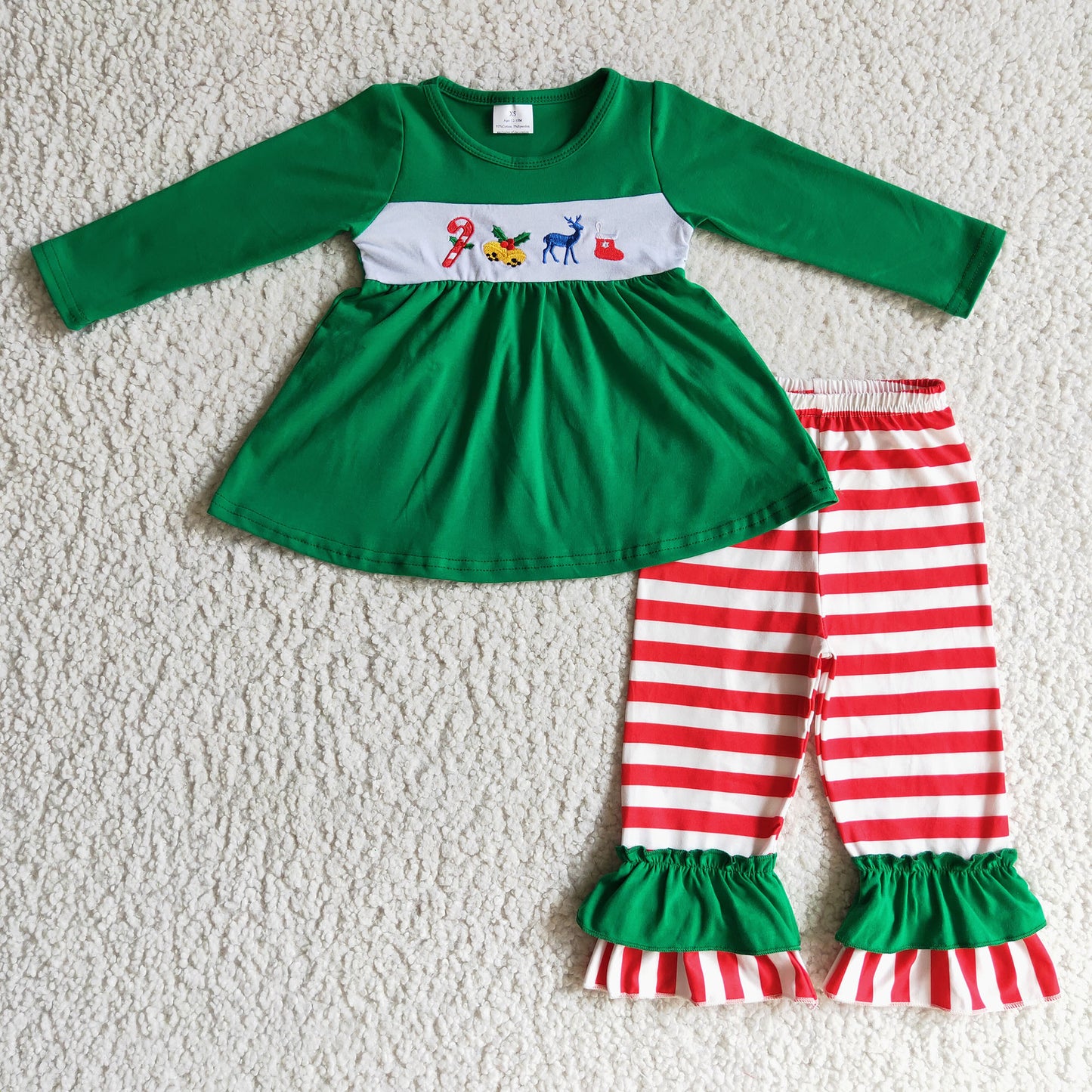 10.27 RTS NO MOQ GLP0166 girls christmas outfit long sleeve and long pants maple deer print