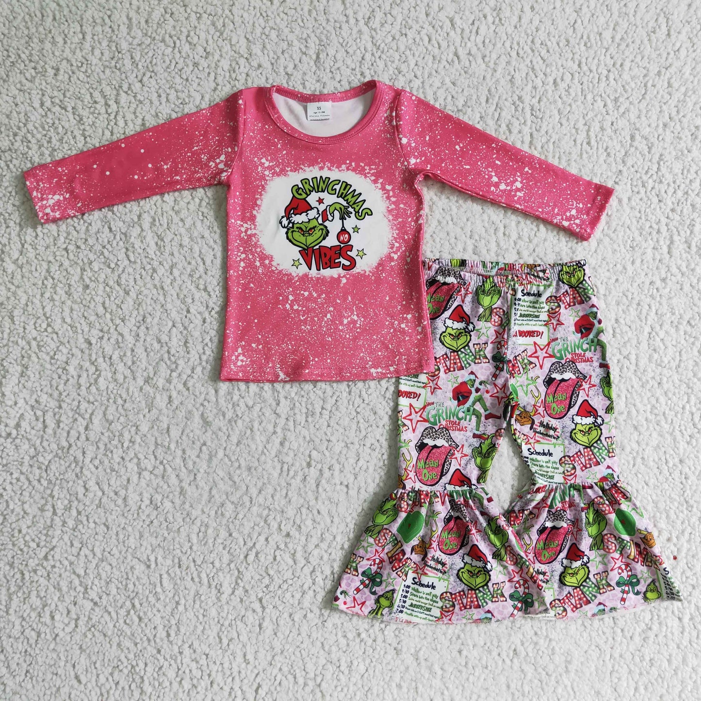 11.10 RTS NO MOQ(In Stock ) GLP0283 girls christmas outfit long sleeve and long pants cartoon print