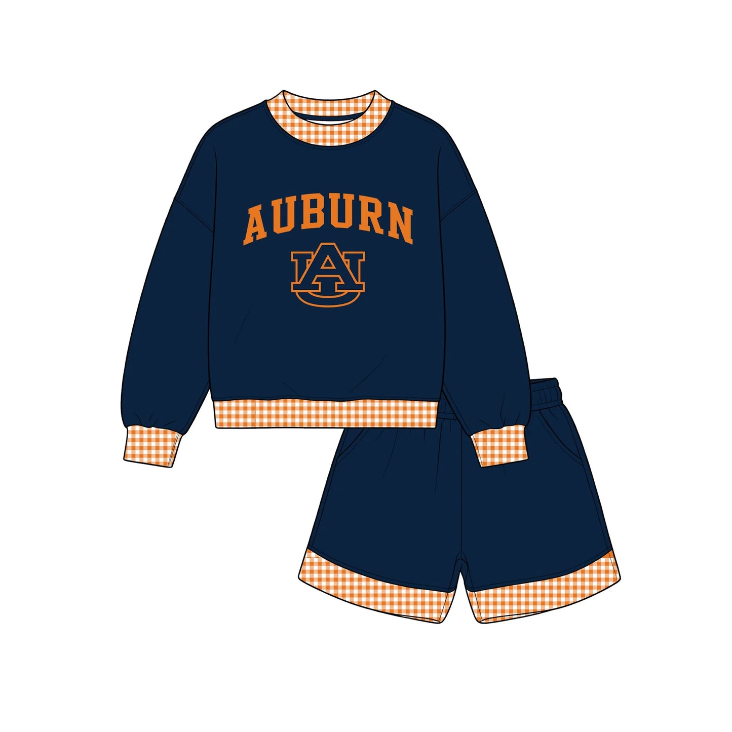 Custom Order Adult Women Auburn Long Sleeve Top Short Team Clothes Set