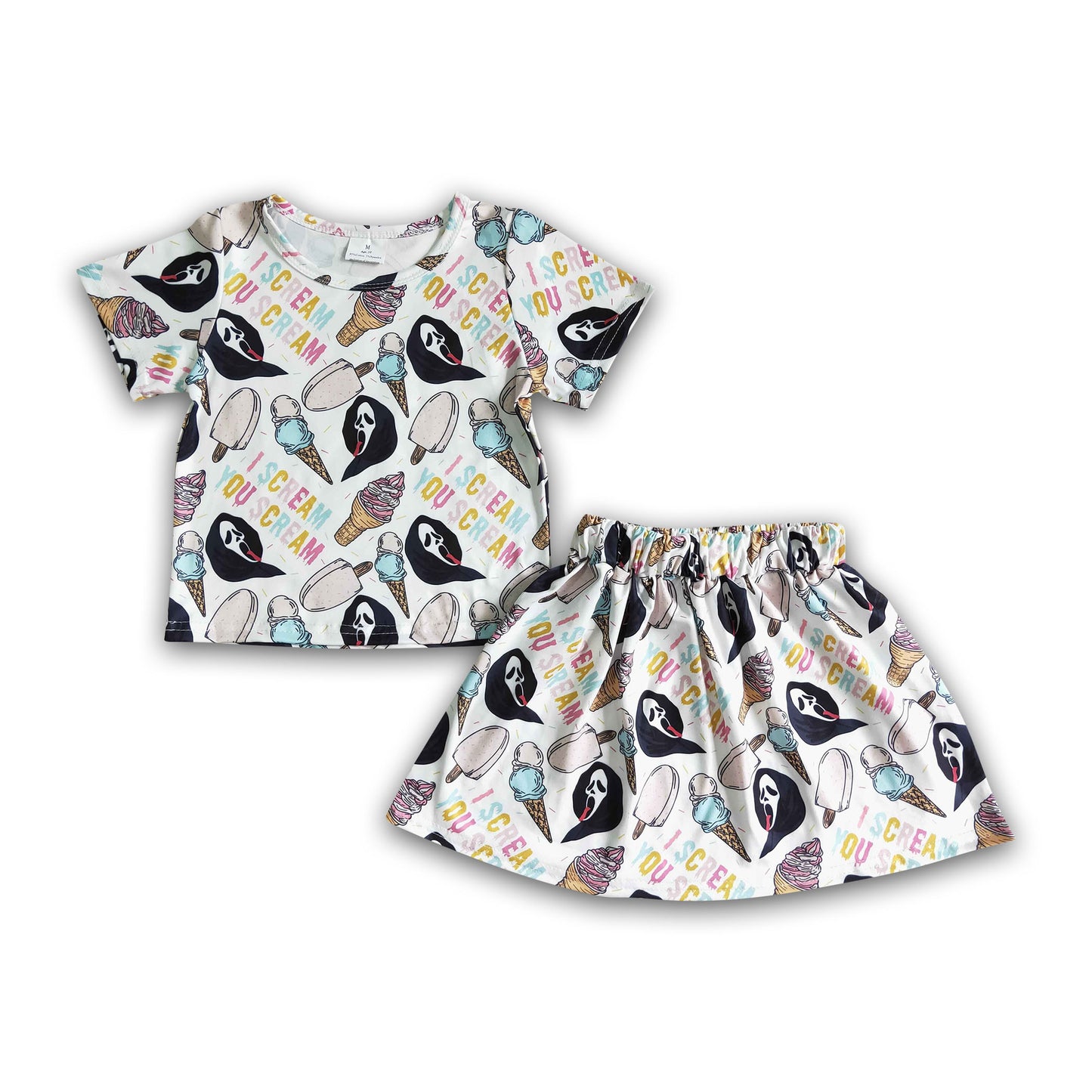 8.25 GSD0100 Halloween Ice Cream Short Sleeve Skirt Set