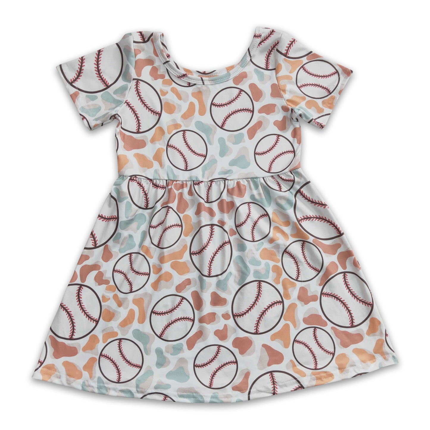 5.12 RTS NO MOQ GSD0249 girls baseball short sleeve dress